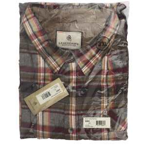 NWT Legendary Whitetails Buck Camp Flannel Plaid Long Sleeve Button Down Men 3XL